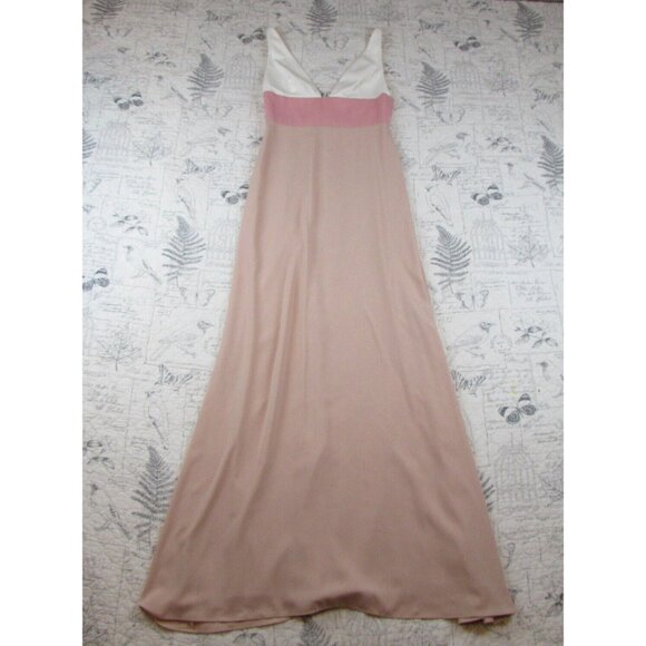 PERFECT Jill Stuart Tricolor Pink V-neck Colorblock Halter Gown Dress womens 2 - Picture 2 of 7